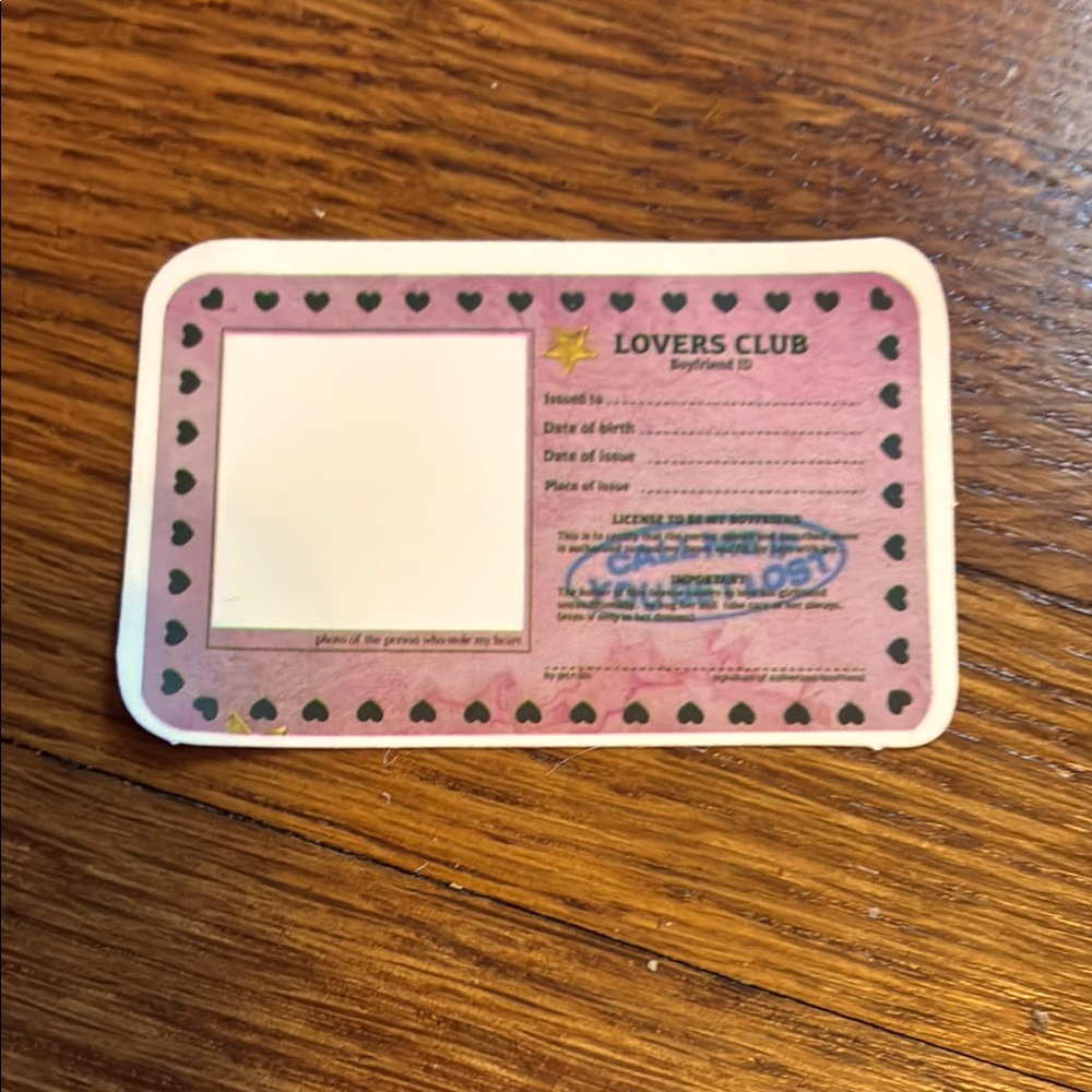 Lovers Club Card with Heart Design